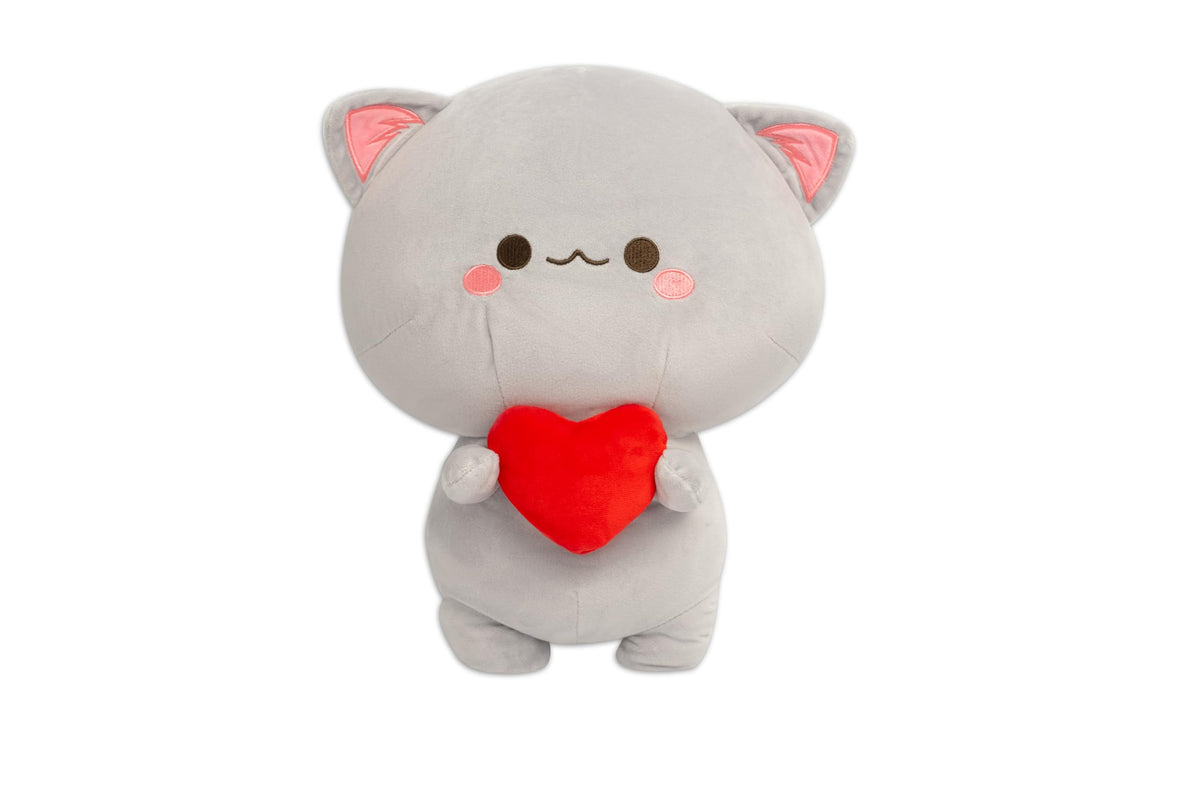Kawaii Plush Cute Cat Plush Toy - 13.5" Super Soft Grey Cat Plushie